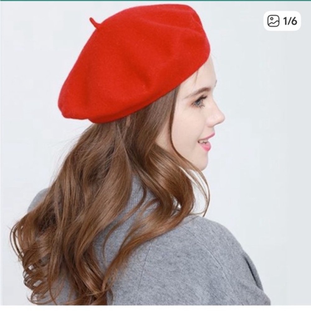Epoch Vintage Wool French Beret Hat Orange